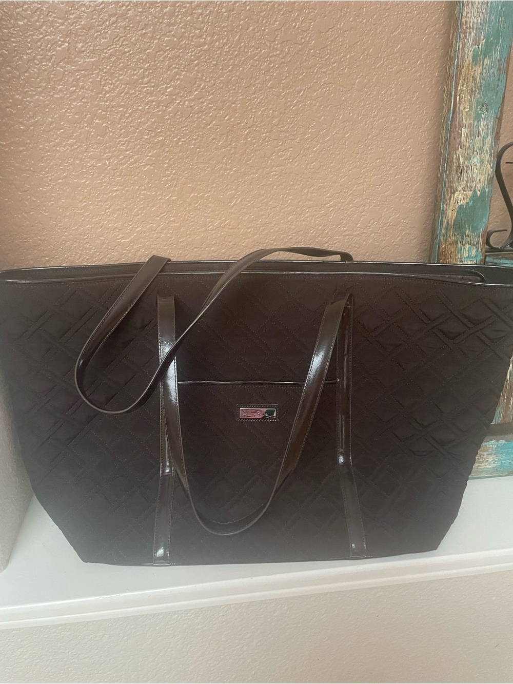 Vera Bradley Brown Quilted Tote